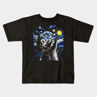 Starry Night Inspired Raccoon Gift Men Women Funny Raccoon Kids T-Shirt
